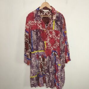Dhruv Kapoor Floral Dress Midi Shift Flare Sleeve Patchwork